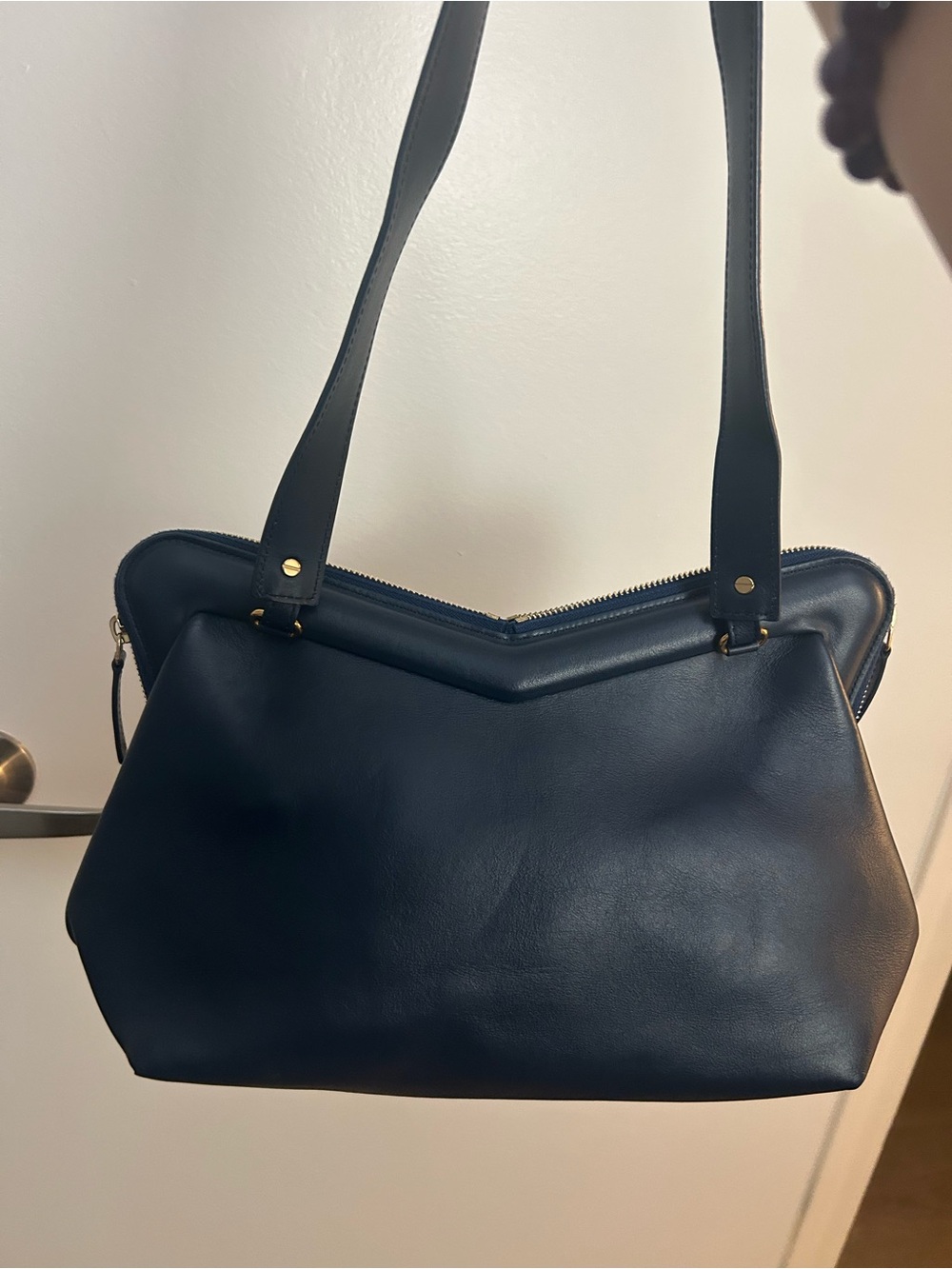 Mansur Gavriel M FRAME navy blue shoulder bag - Picture 4 of 11